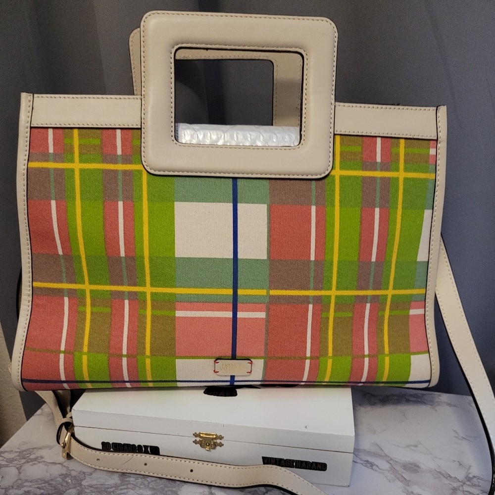 FRANCES VALENTINE Plaid tote.